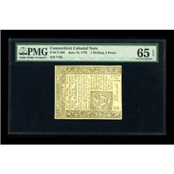 Connecticut June 19, 1776 1s/3d PMG Gem