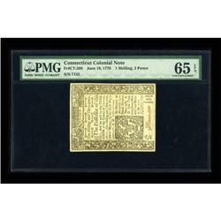 Connecticut June 19, 1776 1s/3d PMG Gem