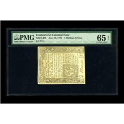 Connecticut June 19, 1776 1s/3d PMG Gem
