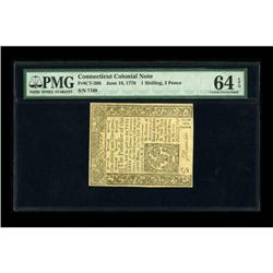 Connecticut June 19, 1776 1s/3d PMG Choice