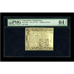 Connecticut June 19, 1776 1s/6d PMG Choice