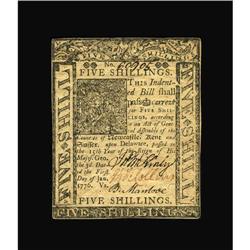 Delaware January 1, 1776 5s Choice New.