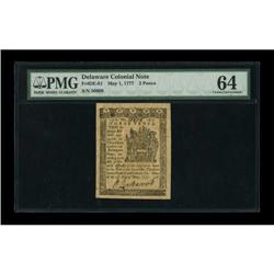 Delaware May 1, 1777 3d PMG Choice Uncirculated
