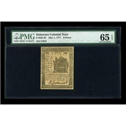 Delaware May 1, 1777 6d PMG Gem Uncirculated 65
