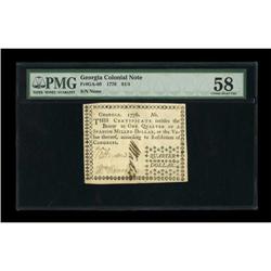 Georgia 1776 $1/4 PMG Choice About Unc 58.