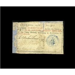 Georgia 1776 $1 Very Fine.