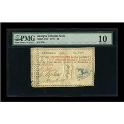 Georgia 1776 $2 PMG Very Good 10.