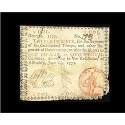 Georgia June 8, 1777 $1 Very Fine.