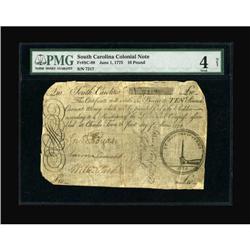 South Carolina June 1, 1775 £10 PMG Net Good 4.