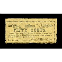 Frankfort, AL- Reed & Hamilton 50¢ July 20, 1862