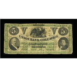Washington, DC- Union Bank of Columbia $5 Sept.