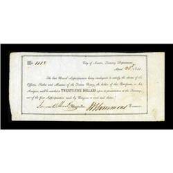 Austin, TX- Republic of Texas $25 Naval