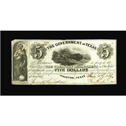 Houston, TX- Government of Texas $5 June 1, 1838