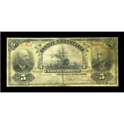 Montreal, PQ- Banque D'Hochelaga $5 May 2, 1898