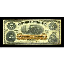 Quebec, PQ- La Banque Nationale $5 Jan. 2, 1897