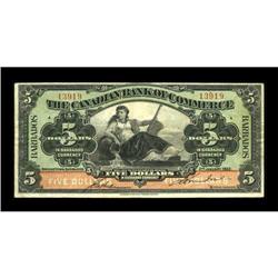 Toronto, ONT- The Canadian Bank of Commerce $5
