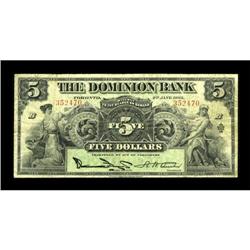 Toronto, ONT- The Dominion Bank $5 Jan. 2, 1925