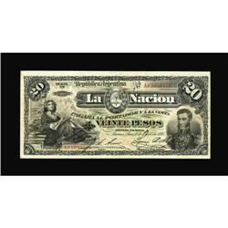 Argentina La Nacion 20 Pesos 1895 Pick 222a