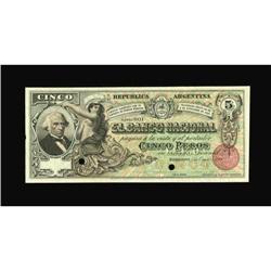 Argentina El Banco Nacional 5 Pesos 1888 S1093a?
