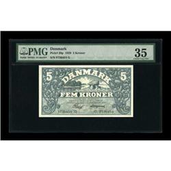 Denmark National Bank Copenhagen 5 Kroner 1929