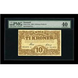 Denmark National Bank Copenhagen 10 Kroner 1928