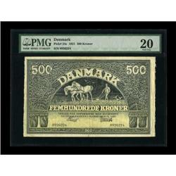 Denmark National Bank Copenhagen 500 Kroner 1921