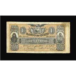 Ecuador Banco de Quito 1 Peso July 9, 1878 Pick