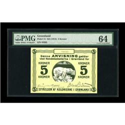 Greenland State Note 5 Kroner ND (1913) Pick 14