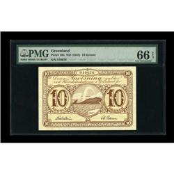 Greenland Gronlands Styrelse 10 Kroner ND (1945)