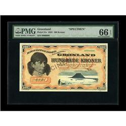 Greenland Kreditseddel 100 Kroner 1953 Specimen
