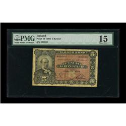 Iceland Islands Banki 5 Kronur 1904 Pick 10