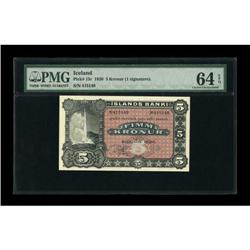 Iceland Islands Banki 5 Kronur 1920 Pick 15r
