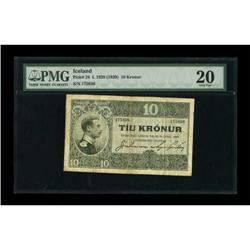 Iceland Landsbanki Islands 10 Kronur 1928 Pick