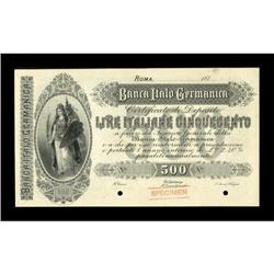 Italian States Banca Italo-Germanica 500 Lire