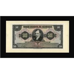 Nicaragua 500 Cordobas 1945 Pick 98p UNLThis proof is m