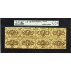 Fr. 1229 Milton 1R5.2 5¢ Horizontal Block of 8