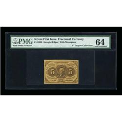 Fr. 1230 5¢ First Issue Inverted Back PMG Ch 64