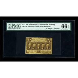 Fr. 1279 25c First Issue PMG Gem Uncirculated 66