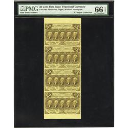 Fr. 1280 25¢ First Issue Vertical Strip of Four