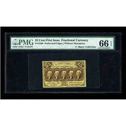 Fr. 1280 25¢ First Issue PMG Gem Uncirculated 66