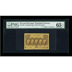 Fr. 1281 25¢ First Issue PMG Gem Uncirculated 65