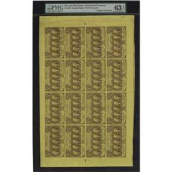 Fr. 1281 25¢ First Issue Sheet of 16 PMG 63