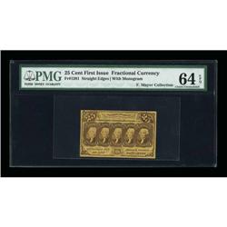 Fr. 1281 Milton 1R25.4e 25¢ First Issue Inverted