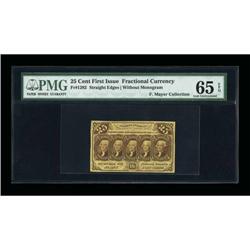 Fr. 1282 25¢ First Issue PMG Gem Uncirculated 65