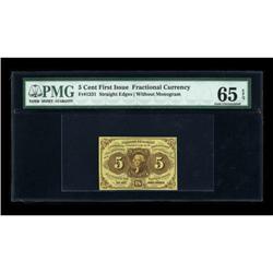 Fr. 1231 5c First Issue PMG Gem Uncirculated 65