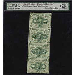 Fr. 1242 10c First Issue Vertical Strip of Four
