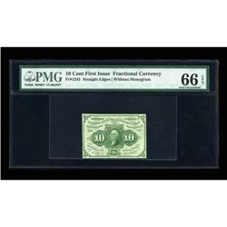 Fr. 1243 10c First Issue PMG Gem Uncirculated 66