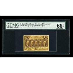 Fr. 1281 25c First Issue PMG Gem Uncirculated 66