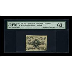 Fr. 1236 5¢ Third Issue Courtesy Autograph PMG