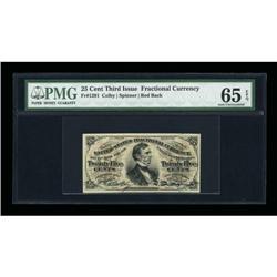 Fr. 1291 25c Third Issue PMG Gem Uncirculated 65